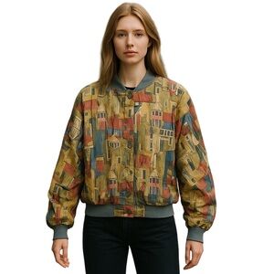 Colorful Patterned Bomber Jacket